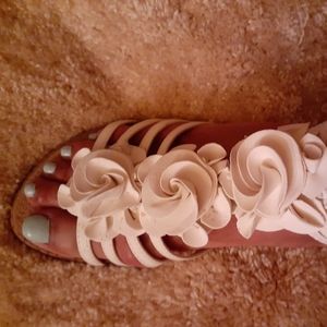 Off White Wedge Heels Sandals